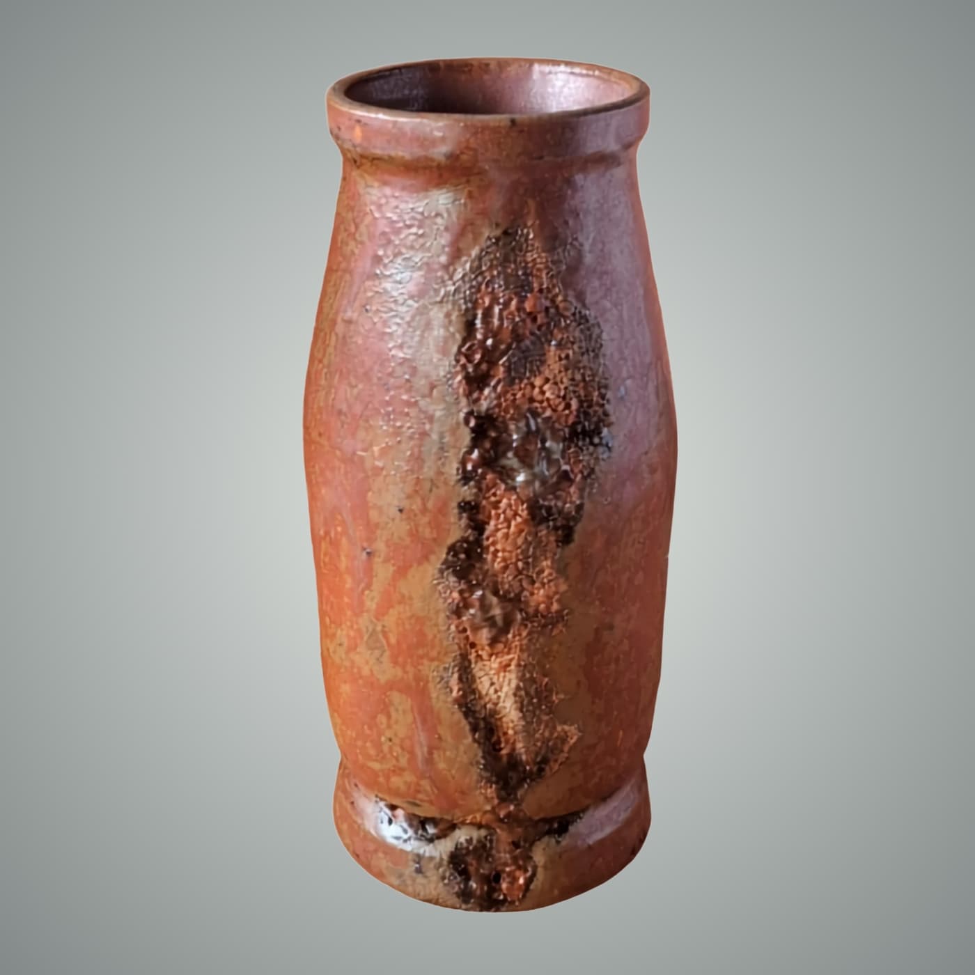 Wheel-thrown stoneware vessel with commercial glaze fired at 1240°C. Unique corrosion surface effect in rust and grey tones. One of a kind by ceramist Przemyslaw Golebiewski, Berlin.